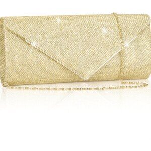 🆕Women's Gold  Clutch Purses Sparkling Envelope Evening Bag Detachable Chain